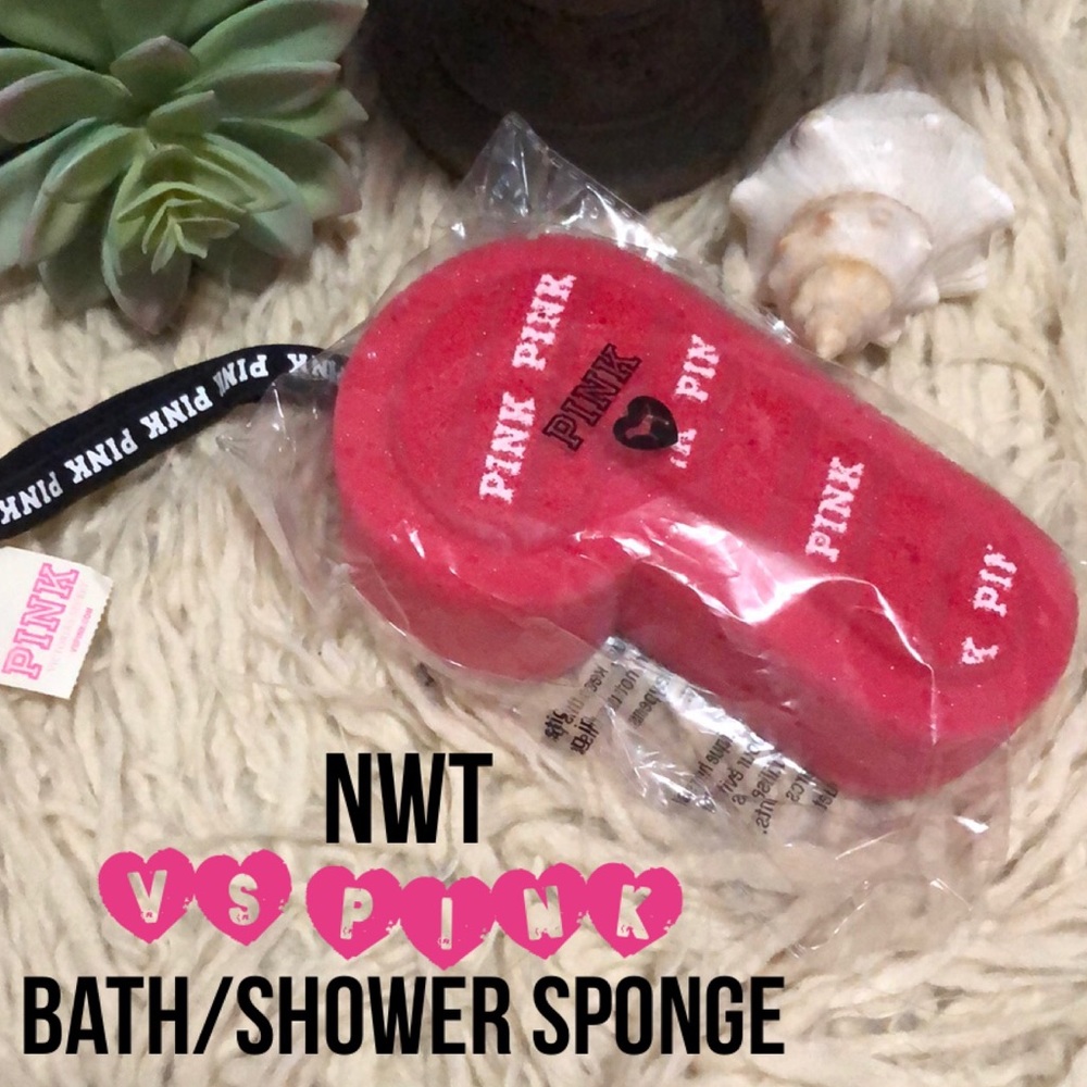VS PINK CandyCane Bath/Shower Sponge-NWT-Red